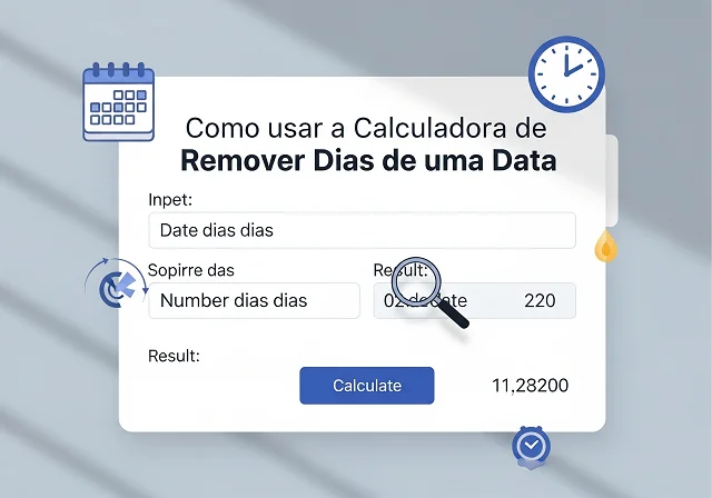 Como usar a Calculadora de Remover Dias de uma Data