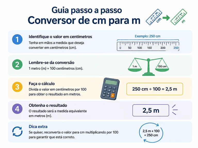 Guia passo a passo Conversor de cm para m